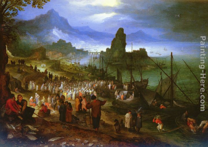 Christ Preaching At The Seaport painting - Jan the elder Brueghel Christ Preaching At The Seaport art painting